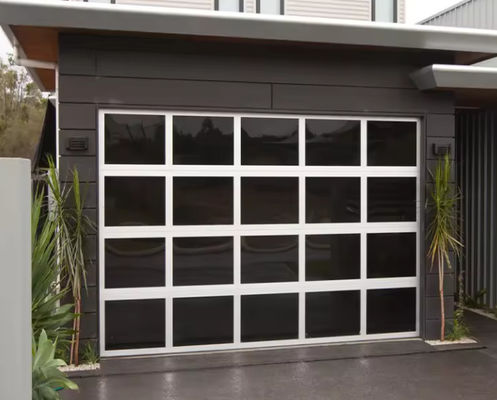 ประตูโรงรถอัลลูมิเนียมส่วนหนึ่ง พร้อมกระจกคู่ 9x8 9x7 16x7 ช่วงส่วนที่ทันสมัย