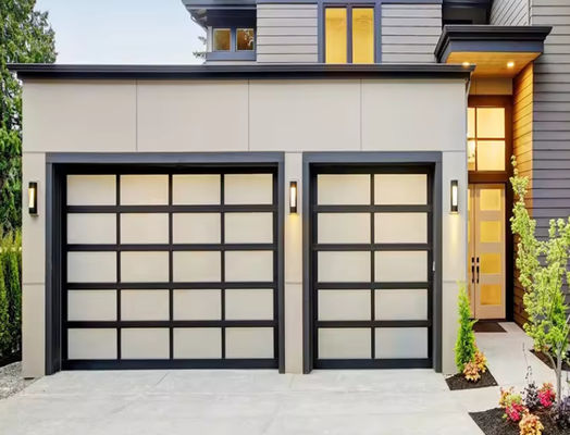 ประตูโรงรถอัลลูมิเนียมส่วนหนึ่ง พร้อมกระจกคู่ 9x8 9x7 16x7 ช่วงส่วนที่ทันสมัย