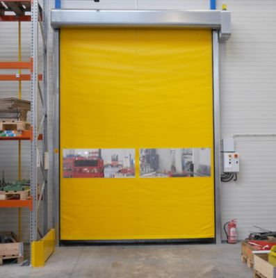 การเก็บรักษาที่เย็น โครงสร้างเหล็ก ความเร็วสูง PVC Roll Up รวดเร็ว Shutter ประตู Freezer รวดเร็ว Rolling Zipper ประตูสําหรับอาคารที่ทันสมัย