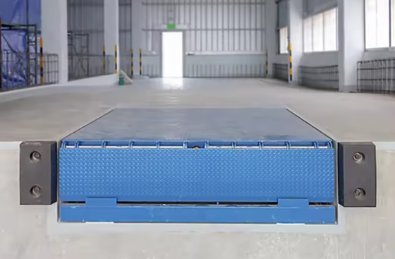 มือถือรีโมทควบคุม Dock Door Levelers Workshop อัตโนมัติ Dock Plate Dock Door Levelers 25000-40000LBS การออกแบบที่ปลอดภัย ความสูงของตึกที่ปรับเปลี่ยนได้