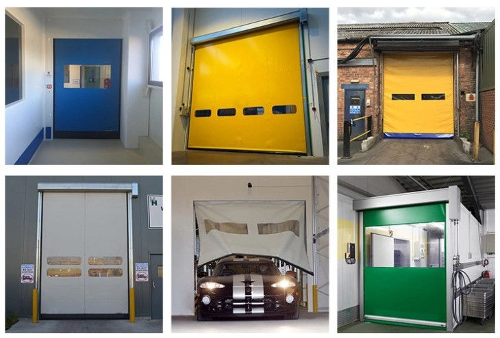 โครงสร้างเหล็กหนัก รวดเร็ว โรลเลอร์ ซิปเปอร์ ประตูด้วยการกันความร้อน ผ้า PVC อัตโนมัติ นุ่ม